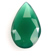 GREEN ONYX ROSE CUT BRIOLETTE IRREGULAR PEAR 16X10MM 3.35 Cts.