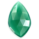 GREEN ONYX ROSE CUT BRIOLETTE IRREGULAR SHIELD 28X17MM 12.61 Cts.