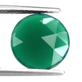 GREEN ONYX ROSE CUT BRIOLETTE ROUND 12MM 3.51 Cts.