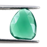 GREEN ONYX ROSE CUT BRIOLETTE IRREGULAR PEARISH 12X10MM 2.73 Cts.