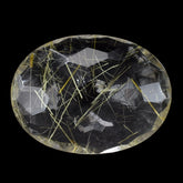 GOLDEN RUTILE QUARTZ IRREGULAR FACET BRIOLETTE OVAL 16X12MM 6.33 Cts.