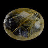 GOLDEN RUTILE QUARTZ IRREGULAR FACET BRIOLETTE OVAL 10X8MM 2.30 Cts.