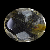 GOLDEN RUTILE QUARTZ IRREGULAR FACET BRIOLETTE OVAL 10X8MM 2.21 Cts.