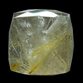 GOLDEN RUTILE QUARTZ BRIOLETTE CUBE (HALF DRILL) 10MM 9.50 Cts.