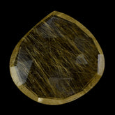 GOLDEN RUTILE QUARTZ ROSE CUT BRIOLETTE IRREGULAR PEAR 13MM 3.58 Cts.