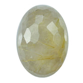 GOLDEN RUTILE QUARTZ IRREGULAR FACETED OVAL CAB (GOLDEN RUTILES)(2ND) 28.00X20.00 MM 37.90 Cts.