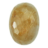 GOLDEN RUTILE QUARTZ IRREGULAR FACETED OVAL CAB (GOLDEN RUTILES)(2ND) 17.80X12.80 MM 9.91 Cts.