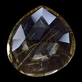 GOLDEN RUTILE QUARTZ ROSE CUT BRIOLETTE IRREGULAR PEAR 13X12.50MM 4.34 Cts.