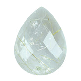 GOLDEN RUTILE QUARTZ CHECKER PEAR CAB 16X12MM 6.37 Cts.