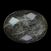 GOLDEN RUTILE QUARTZ CHECKER OVAL CAB 16X12MM 6.89 Cts.