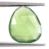 GREEN SERPENTINE ROSE CUT BRIOLETTE TRILLIONISH 13X11MM 3.78 Cts.