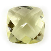 LEMON QUARTZ CHECKER CUT CUSHION (GREEN GOLD) 12MM 6.00 Cts.