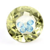 LEMON QUARTZ ON TOP CRYSTAL AT BACK CUT ROUND INSIDE SWISS BLUE TOPAZ CUT ROUND (GREEN GOLD) 8MM 1.88 Cts.