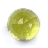 LEMON QUARTZ STEP CUT HIGH DOME ROUND CAB (GREEN GOLD) 20MM 38.39 Cts.