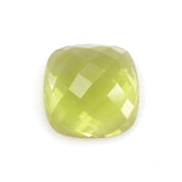LEMON QUARTZ CHECKER CUSHION CAB (GREEN GOLD) 16MM 14.8Cts.