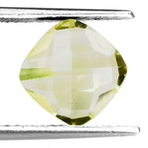 LEMON QUARTZ BRIOLETTE CUSHION (GREEN GOLD) (HALF DRILL) 10MM 3.70 Cts.
