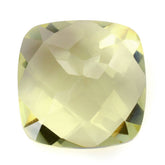 LEMON QUARTZ CHECKER CUT CUSHION (GREEN GOLD) 12MM 6.20 Cts.