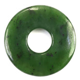 NEPHRITE GREEN JADE PLAIN ROUND PLATE WITH CENTER (HOLE 10MM) 30MM 32.95 Cts.