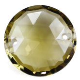 OLIVE QUARTZ ROSE CUT BRIOLETTE ROUND WITH TWO HOLE (FULL DRILL) (DES#63) 16MM 10.05 Cts.