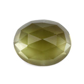 OLIVE QUARTZ ROSE CUT OVAL CAB 12X10MM 4.50 Cts.