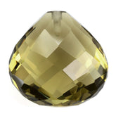 OLIVE QUARTZ BRIOLETTE HEART (HALF DRILL) 14MM 9.55 Cts.