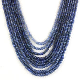 BLUE SAPPHIRE 2-5MM PLAIN ROUNDEL BEADS PER 13.50-18" LINE