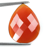 RED ONYX CHECKER PEAR CAB 20X15MM 7.45 Cts.