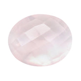 ROSE QUARTZ CHECKER CUT TOP WITH DIAMOND CUT BACK OVAL 12X10MM 3.66 Cts.