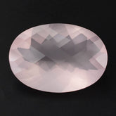 ROSE QUARTZ CHECKER CUT OVAL (SEMI-MILKY) (NICE COLOR) 23X16MM 17.62 Cts.