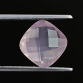 ROSE QUARTZ SUPER CHECKER CUT BRIOLETTE CUSHION 11MM 4.93 Cts.