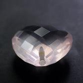 ROSE QUARTZ CHECKER CUT BRIOLETTE HEART (HALF DRILL) 12MM 5.49 Cts.