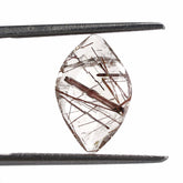 RED RUTILE QUARTZ ROSE CUT BRIOLETTE MARQUISE 14X9MM 2.65 Cts.