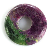 RUBY ZOISITE PLAIN ROUND WITH CARVED WITH BIG HOLE (FULL DRILL) 19X4MM 12.60 Cts.