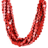 SYNTHETIC CORAL 9-11MM PLAIN ROUND COIN 14" LINE