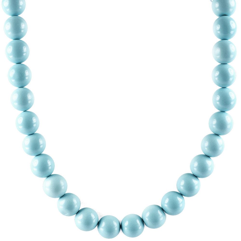 SYNTHETIC TURQUOISE 13.50-14MM PLAIN ROUND BEADS 14-15" LINE
