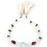 MIX SEMI PRECIOUS STONES 8X4-15X12MM MIX SHAPE BEADSS 8.50" LINE