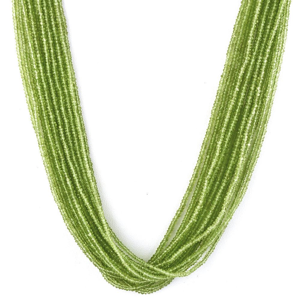 PERIDOT 2.50-3.00MM FACETED ROUNDEL BEADS 16" LINE