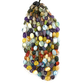 MIX SEMI PRECIOUS STONE 11X9-27X14MM PLAIN TUMBLE 16" LINE