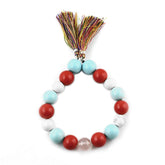 MIX SYNTHETIC STONE & ROSE QUARTZ 12-14MM MIX SHAPE BEADS 8" LINE