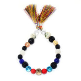 SYNTHETIC GLASS & SEMI PRECIOUS STONE 8-11MM FACETED & PLAIN MIX SHAPE 7.50" LINE