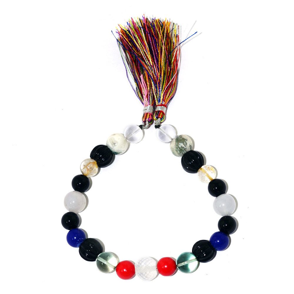 SYNTHETIC GLASS & SEMI PRECIOUS STONE 8.00-10.50MM PLAIN,FACETED & CARVED MIX SHAPE 7.50" LINE