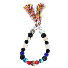 SYNTHETIC GLASS & SEMI PRECIOUS STONE 7.00-10.50MM FACETED & PLAIN MIX SHAPE 7.50" LINE