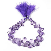 BRAZIL AMETHYST 14X9-8X7MM ROSE CUT BRIOLETTE PEAR 8" LINE