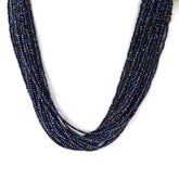 BLACK SPINEL BLUE COATED 2.00 - 2.20 MM BEADS 16" LINE