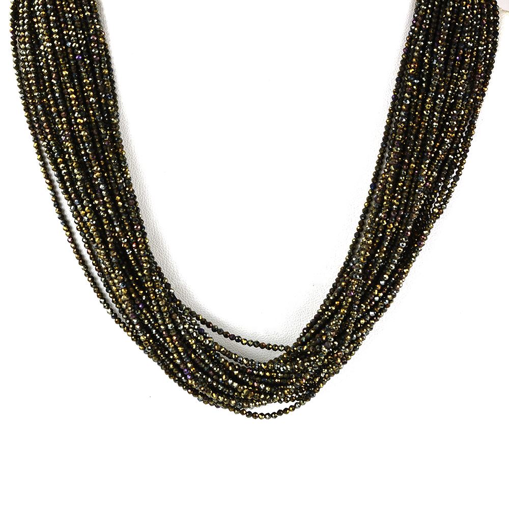 BLACK SPINEL GOLD COATED 2.00 - 2.20MM BEADS 16"
