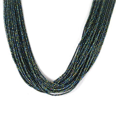 BLACK SPINEL GREEN COATED 2.00 - 2.20MM BEADS 16" LINE
