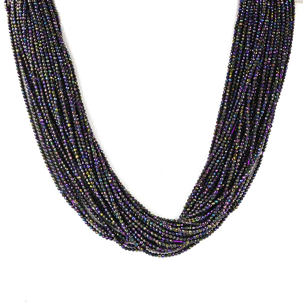 BLACK SPINEL PURPLE COATED 2.00-2.20MM BEADS PER 16" LINE
