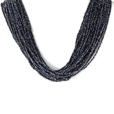 BLACK SPINEL SILVER COATED 2-2.20MM FACETED SEMI ROUND BEADS 16"