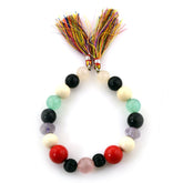 MIX SEMI PRECIOUS STONE 10-14MM FACETED & ROUND BEADS 8" LINE