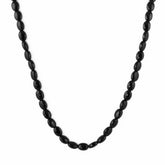 BLACK ONYX 9X7MM PLAIN OVAL BEADS 16" LINE